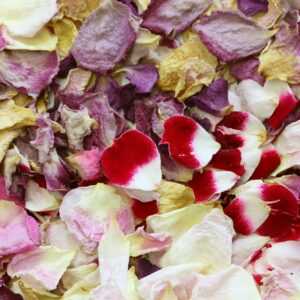 background of homemade dried rose petals